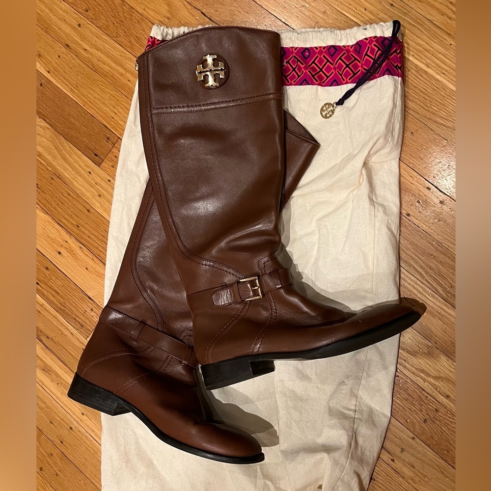 Tory Burch Brown Leather Adeline Boots